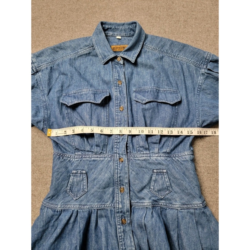 Ruff Hewn Women's Vintage 80s Denim Maxi Dress Western Prairie Made USA M - Picture 7 of 9